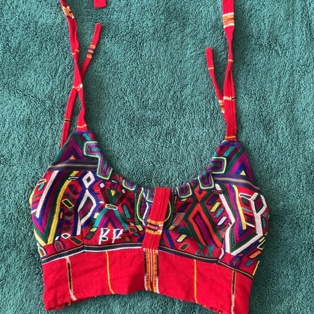 Colorful Geometric Patterned Women's Crop Top